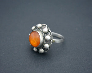 Ethnic Older Amber Ring - Size 7.5