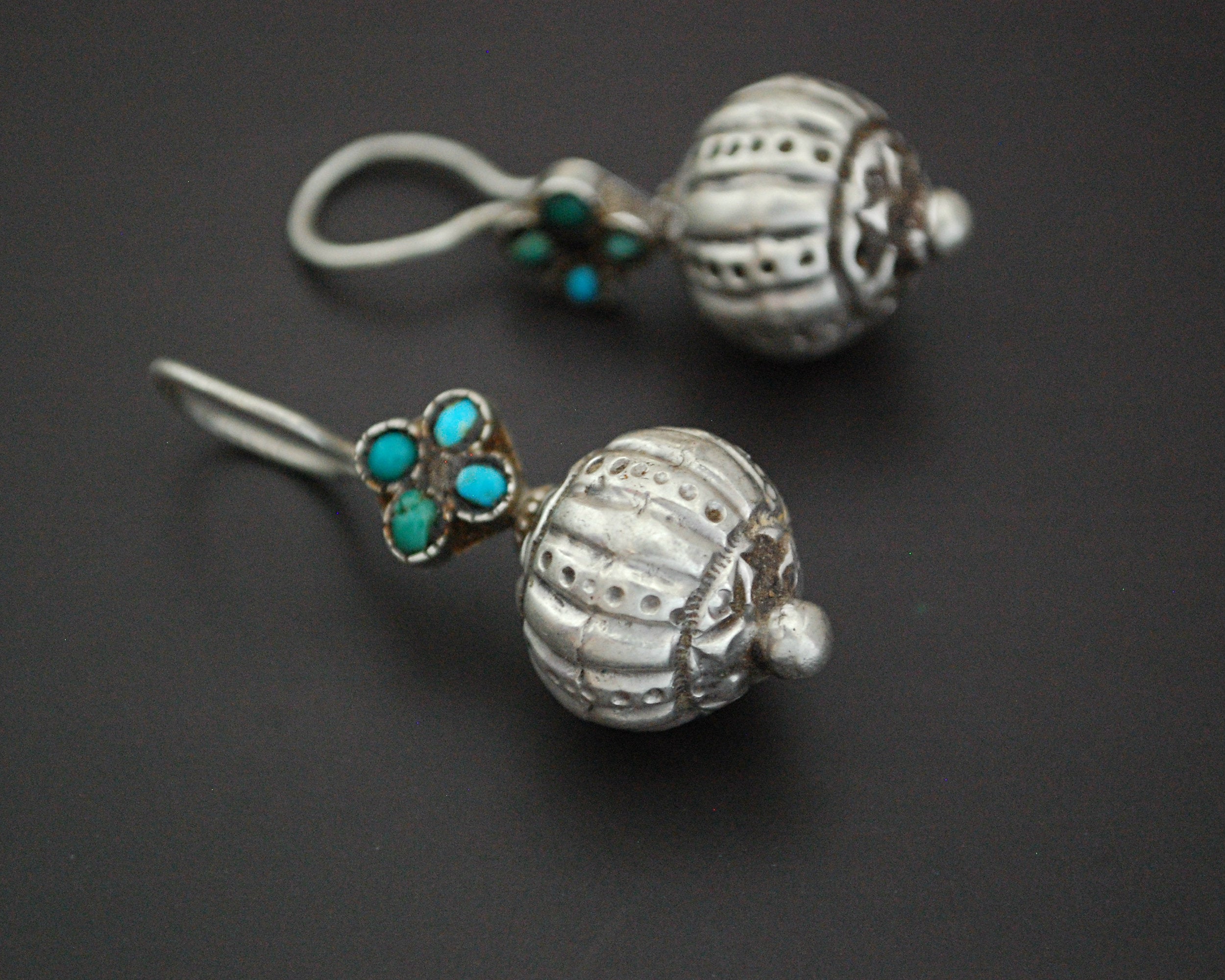 Smaller Sized Afghani Earrings with Turquoise