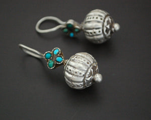Smaller Sized Afghani Earrings with Turquoise