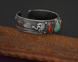 Nepali Turquoise Coral Cuff Bracelet