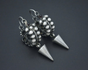 Ethnic Spike Hoop Earrings with Garnet