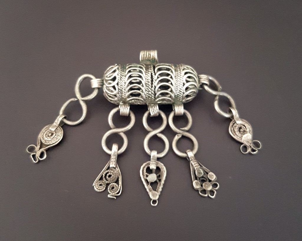 Yemeni Silver Hirz Pendant with Dangles
