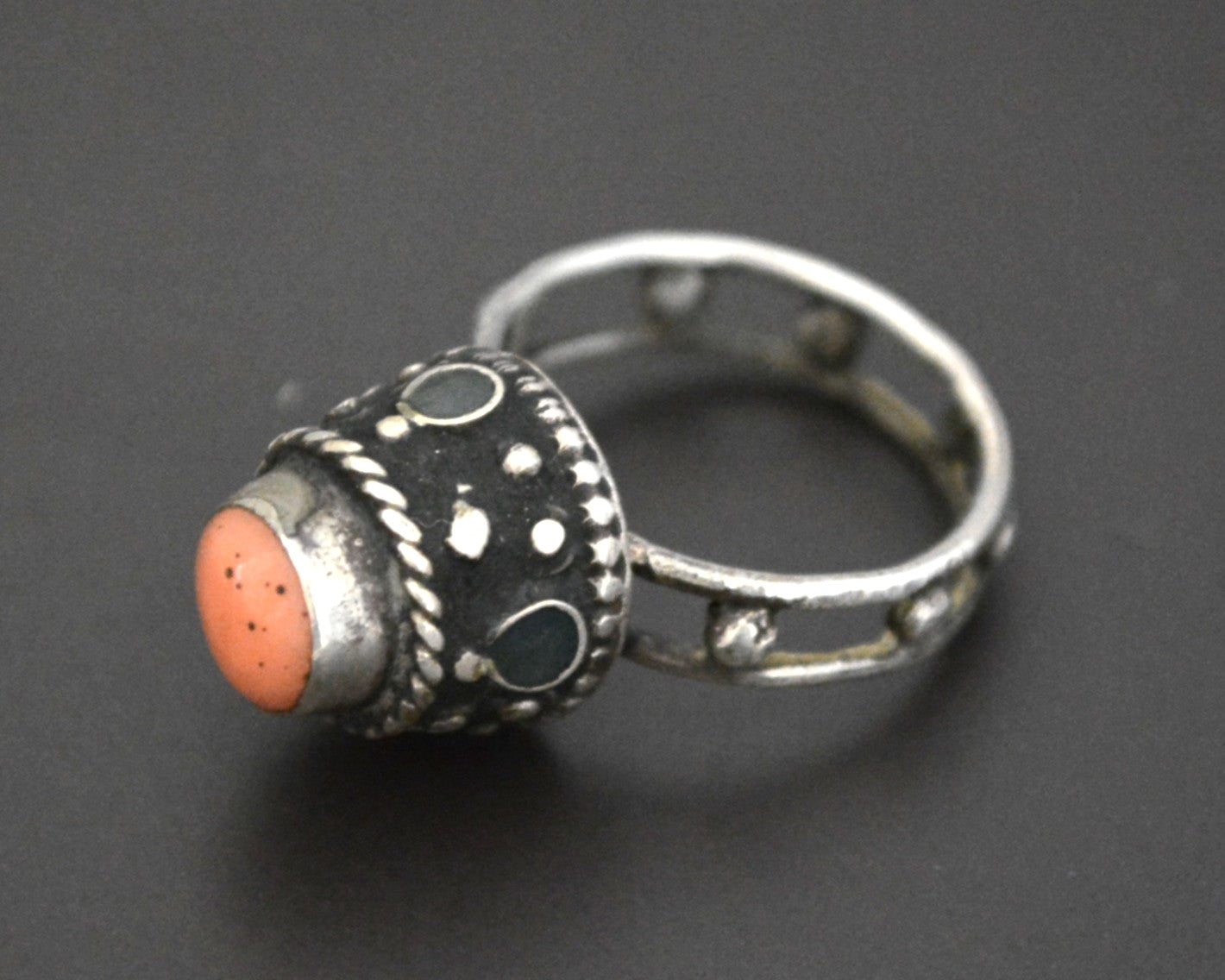 Old Afghani Coral Ring - Size 6