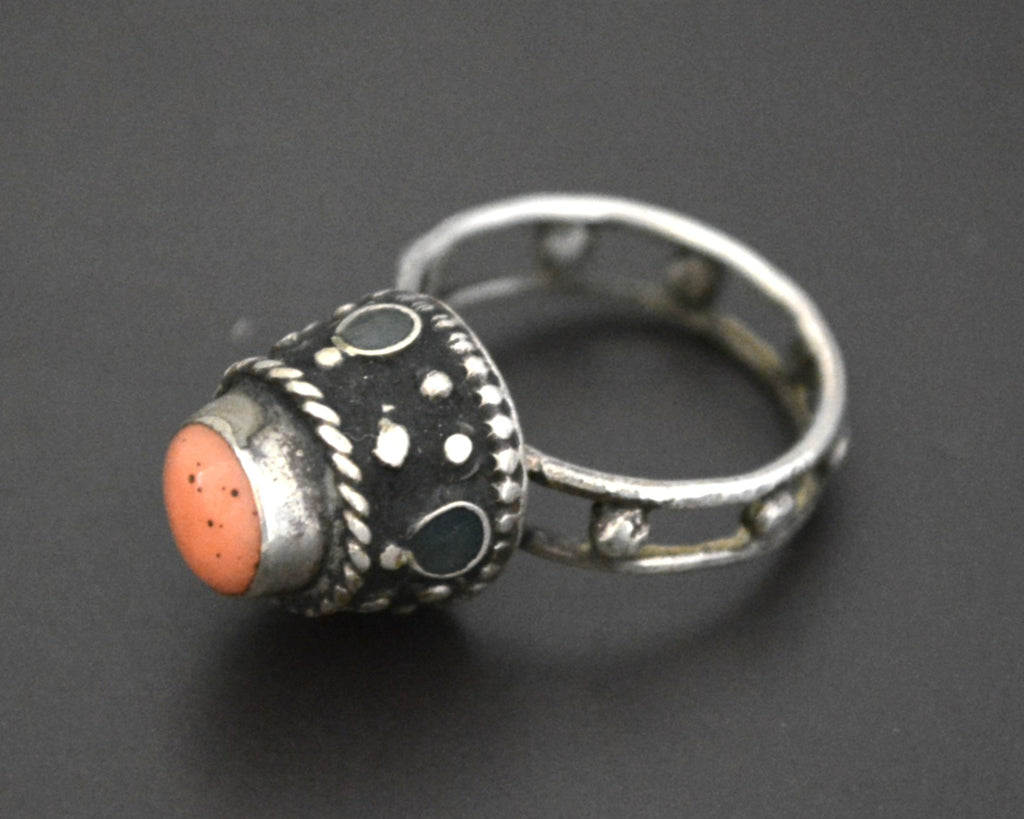 Old Afghani Coral Ring - Size 6