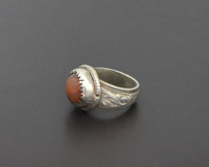 Middle Eastern Carnelian Silver Ring - Size 6.75