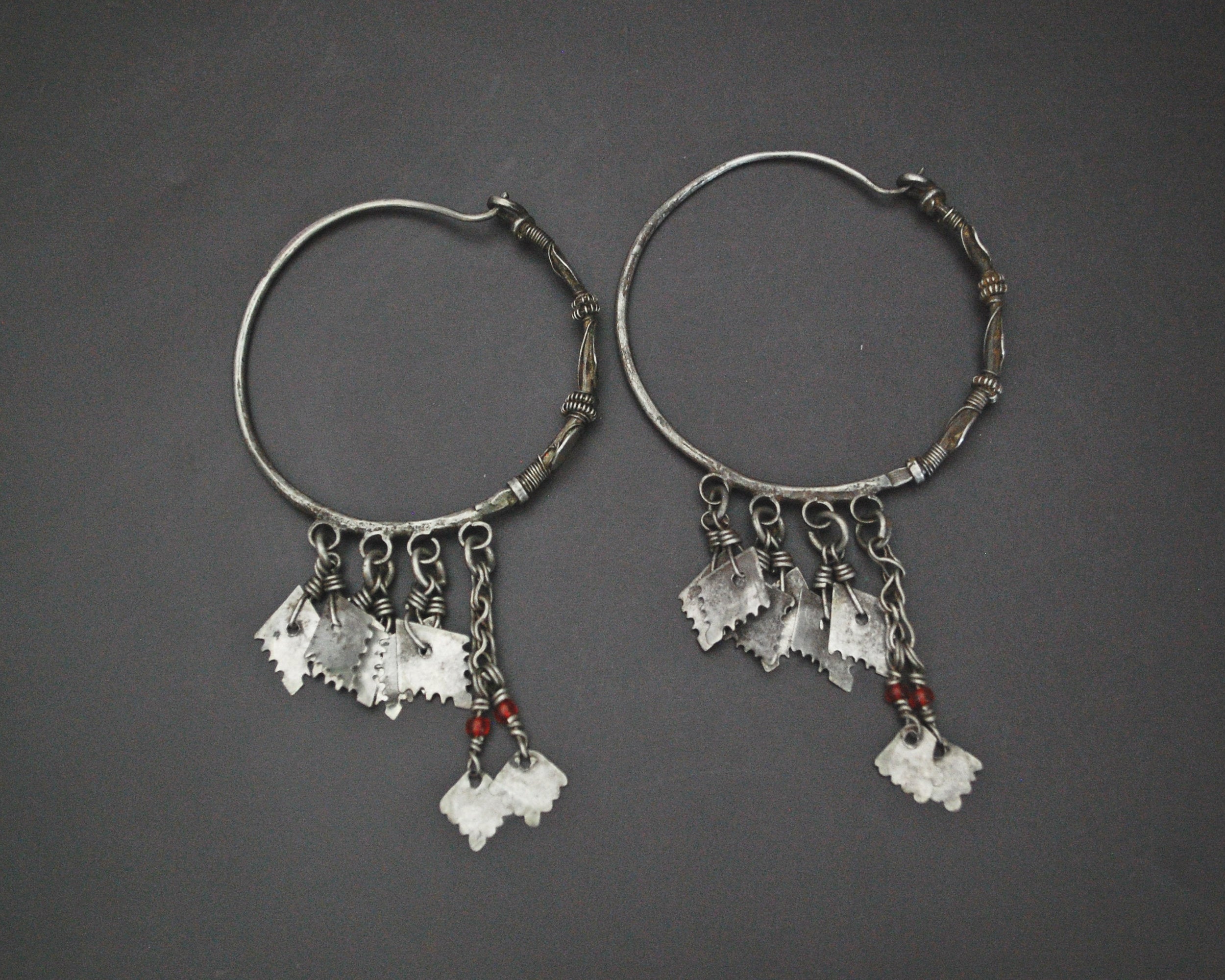 Afghani Hoop Earrings with Tassels - LARGE