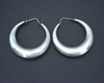 Ethnic Hoop Earrings with Brushed Matte Surface - LARGE
