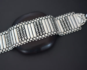 Wide Rajasthani Silver Link Bracelet