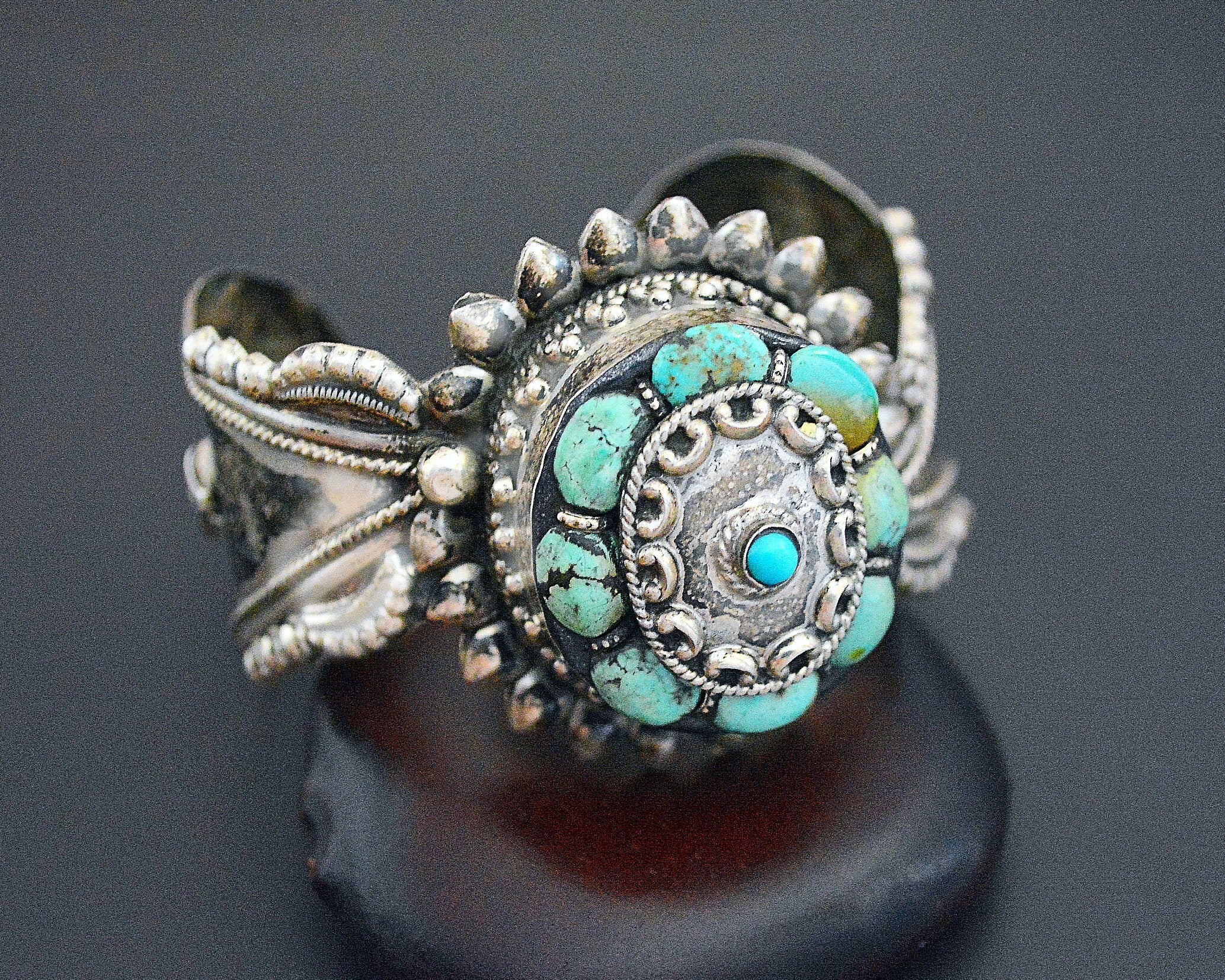 Fabulous Nepali Tibetan Turquoise Cuff Bracelet - HEAVY
