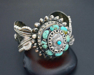 Fabulous Nepali Tibetan Turquoise Cuff Bracelet - HEAVY