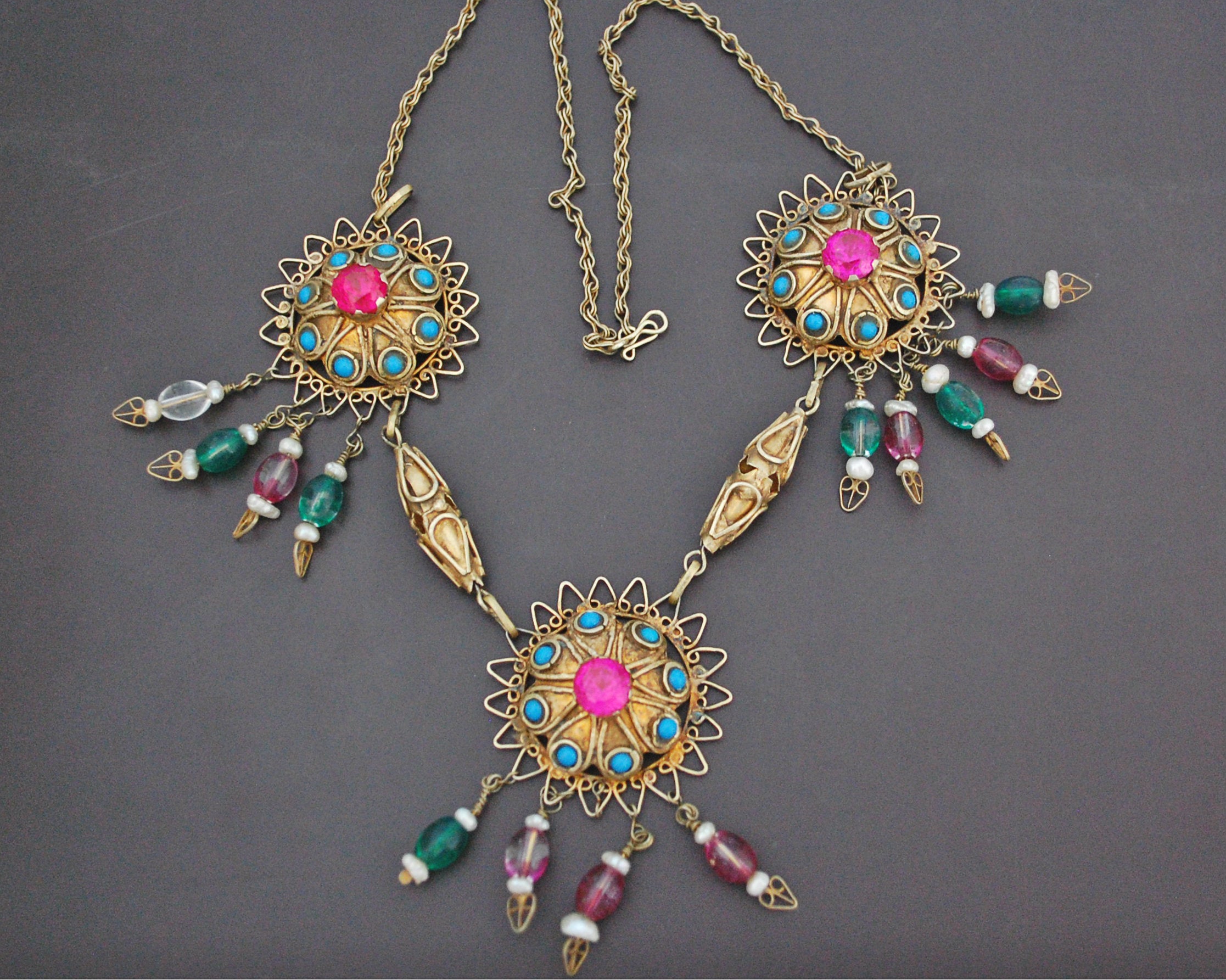 Gilded Uzbek Necklace with Stones