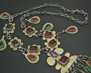 Turkmen Gilded Necklace with Glass Stones