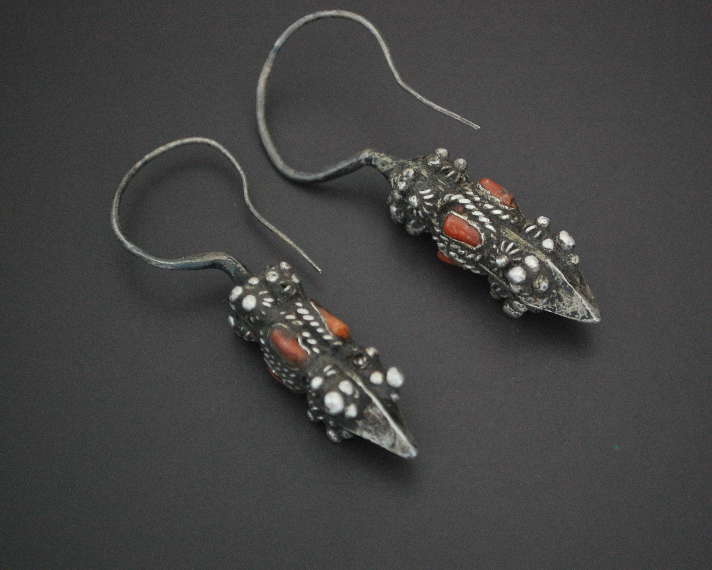 Antique Kirghiz Coral Earrings