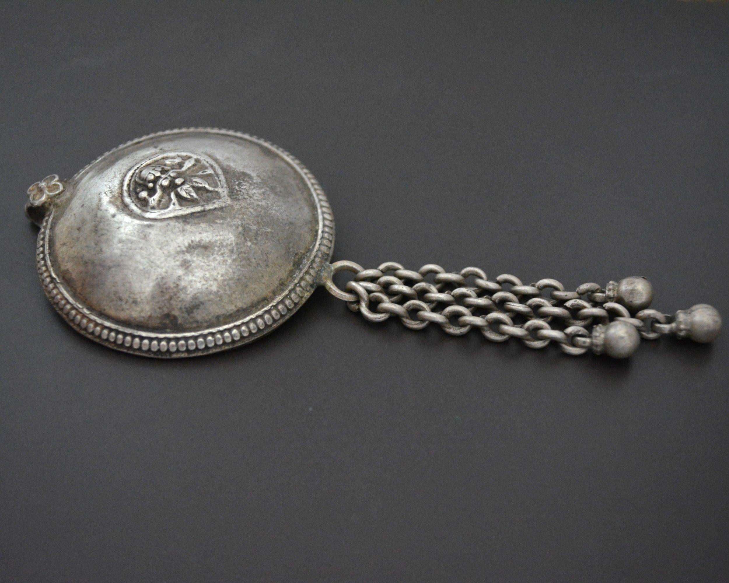 Rajasthani Silver Hindu Diety Pendant with Bells