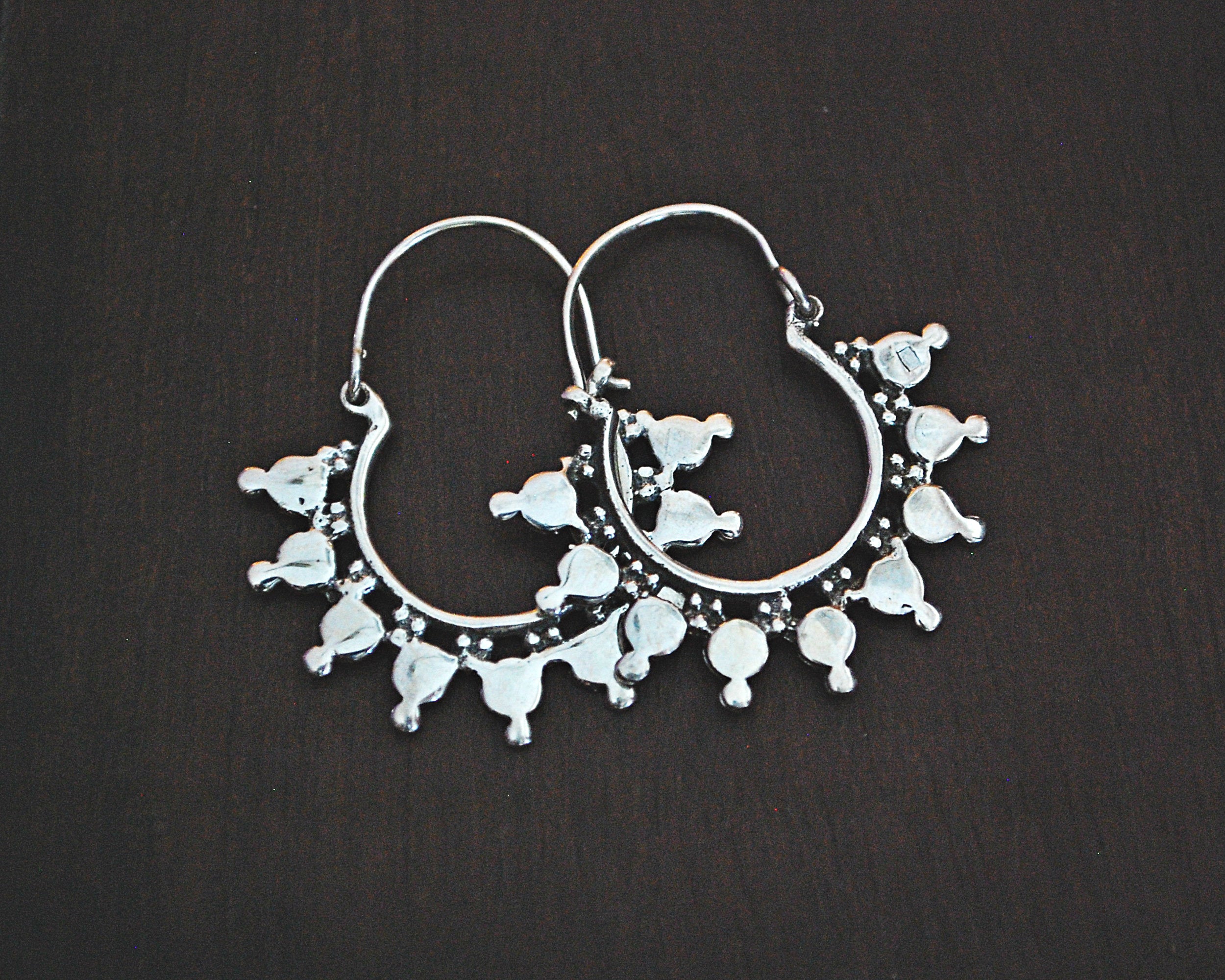 Ethnic Hoop Earrings - Sterling Silver