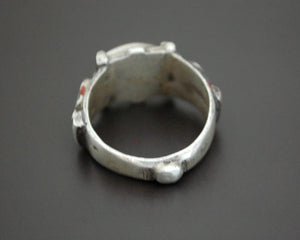 Old Afghani Coral and Carnelian Ring - Size 10.5