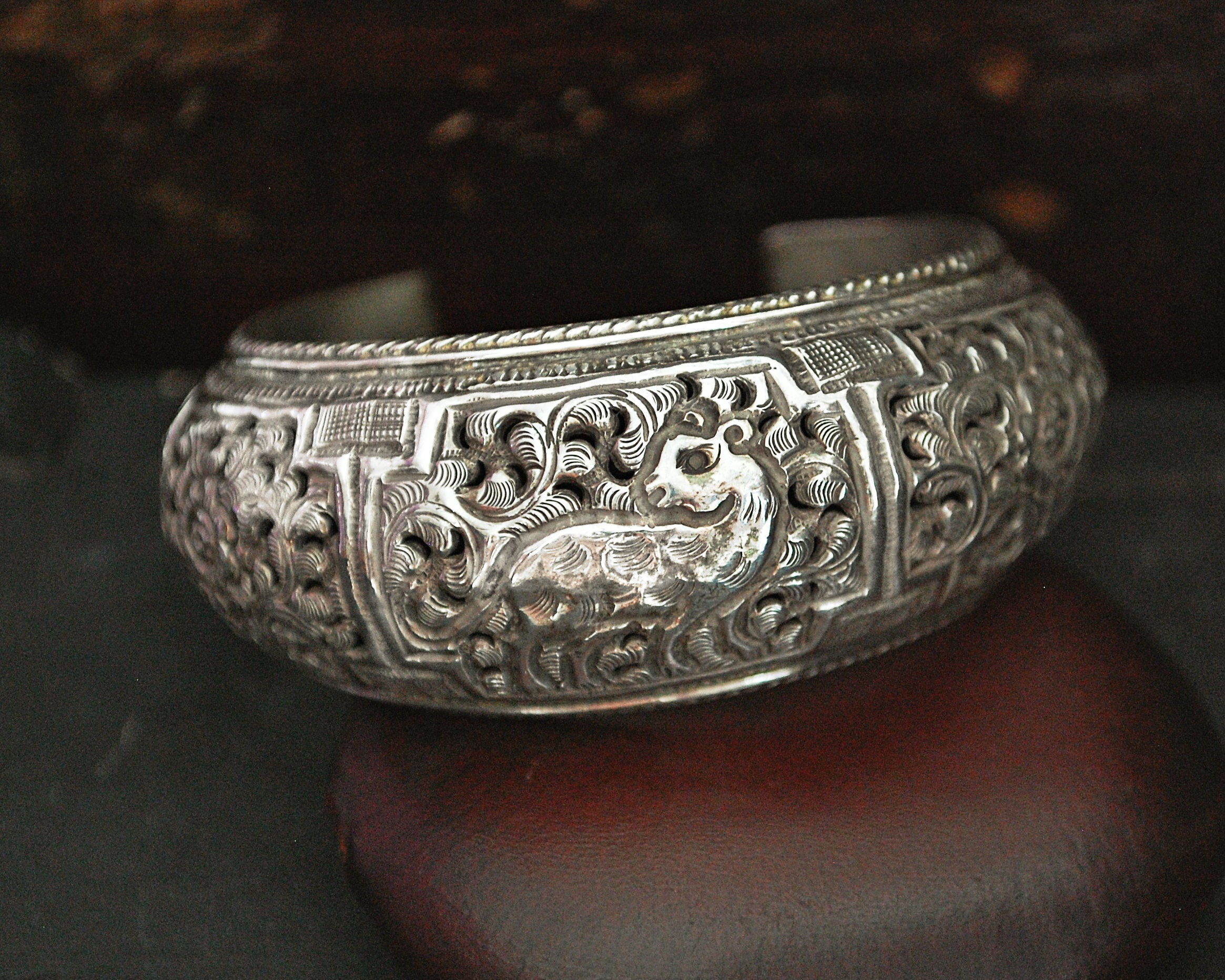Nepali Repoussee Bracelet with Deer