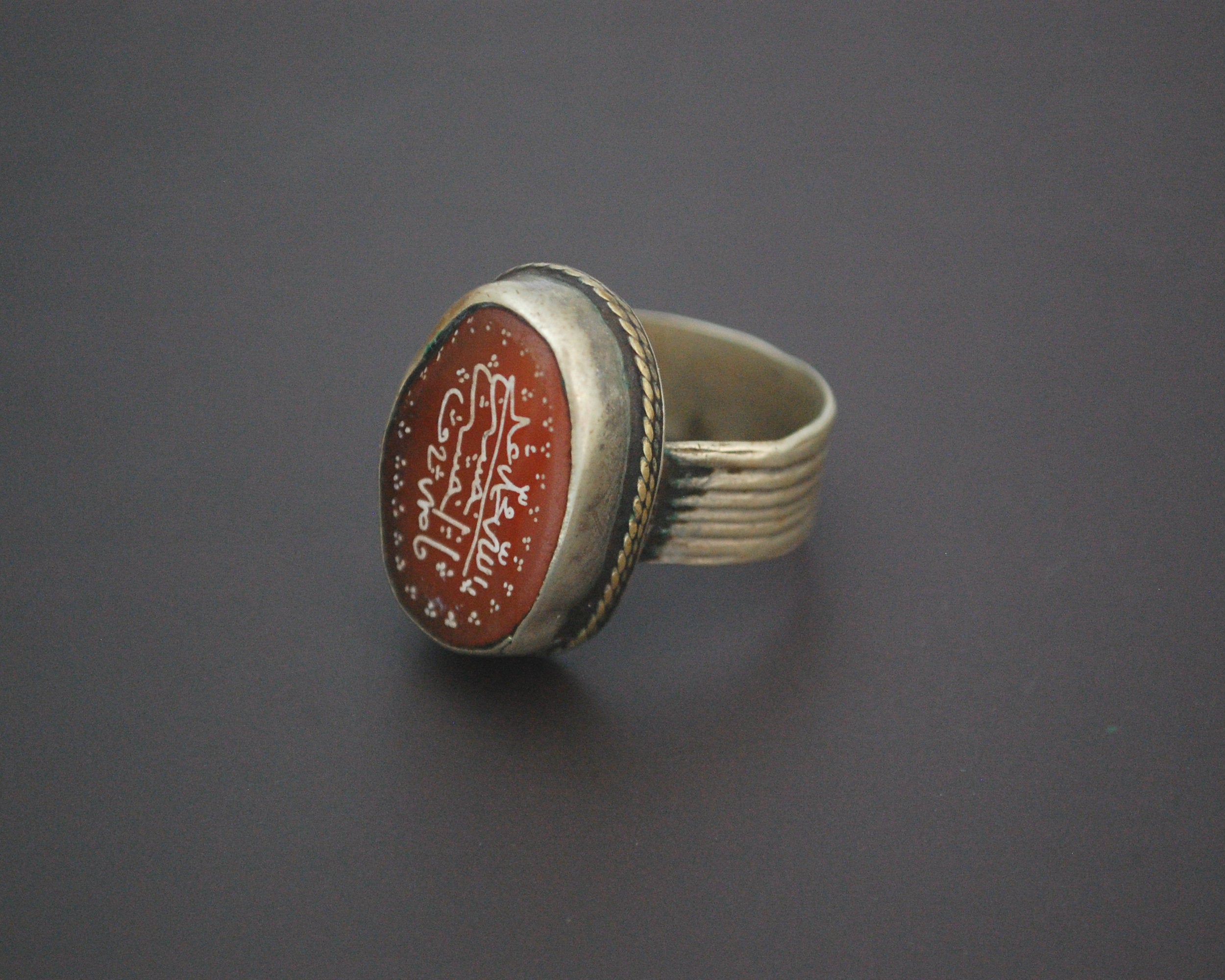 Arabic Writing Carnelian Ring - Size 10