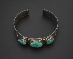 Nepali Turquoise Cuff Bracelet with Filigree Work