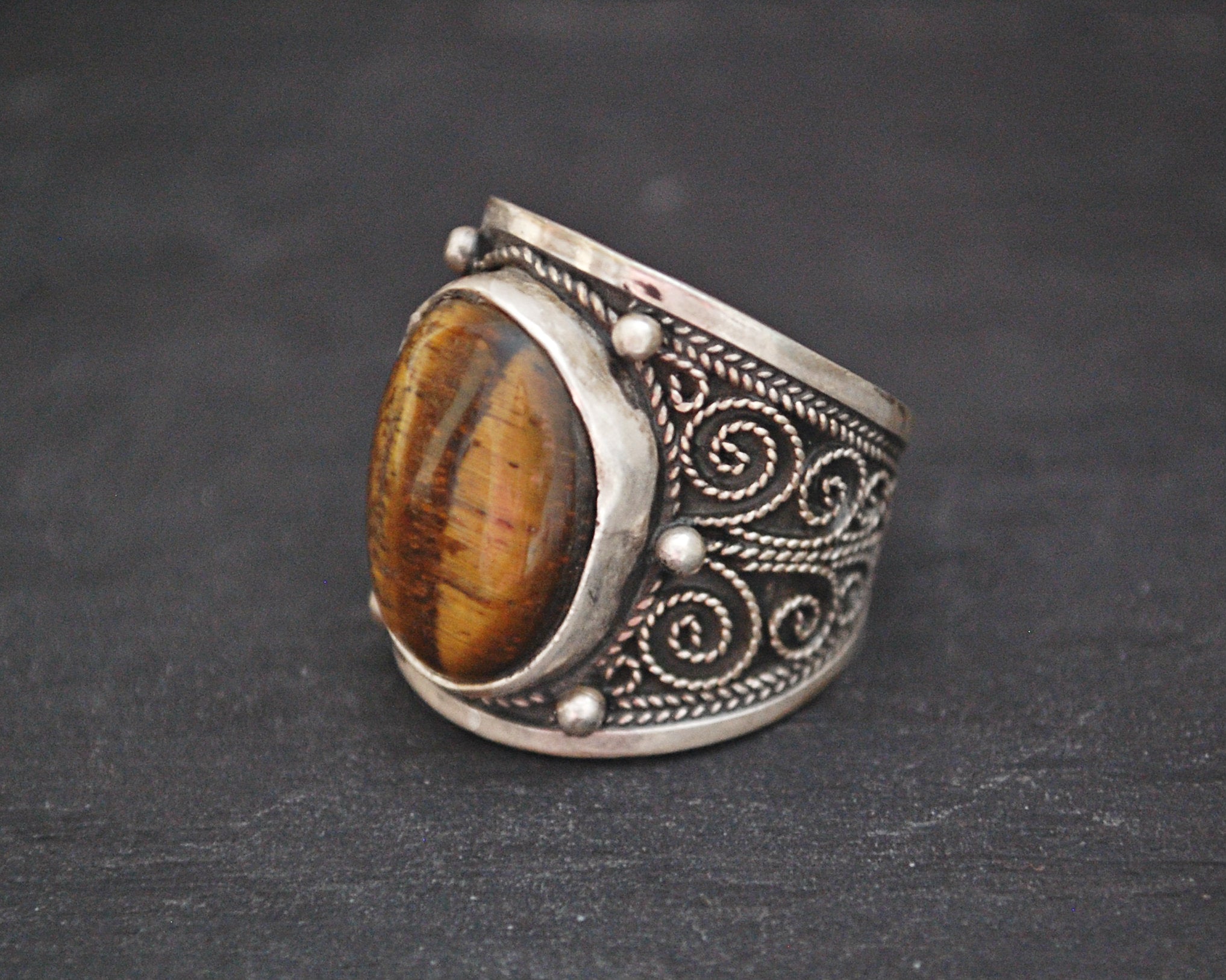 Ethnic Tiger Eye Ring from India - Size 8