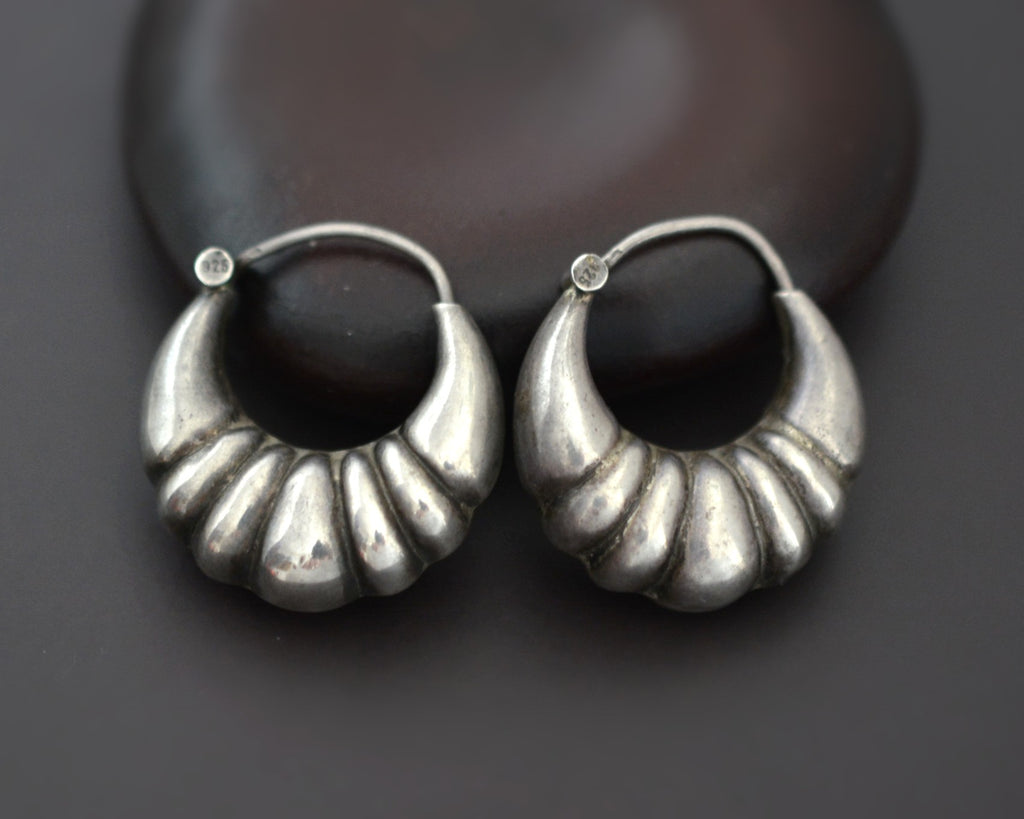 Puffy Silver Hoop Earrings - MEDIUM