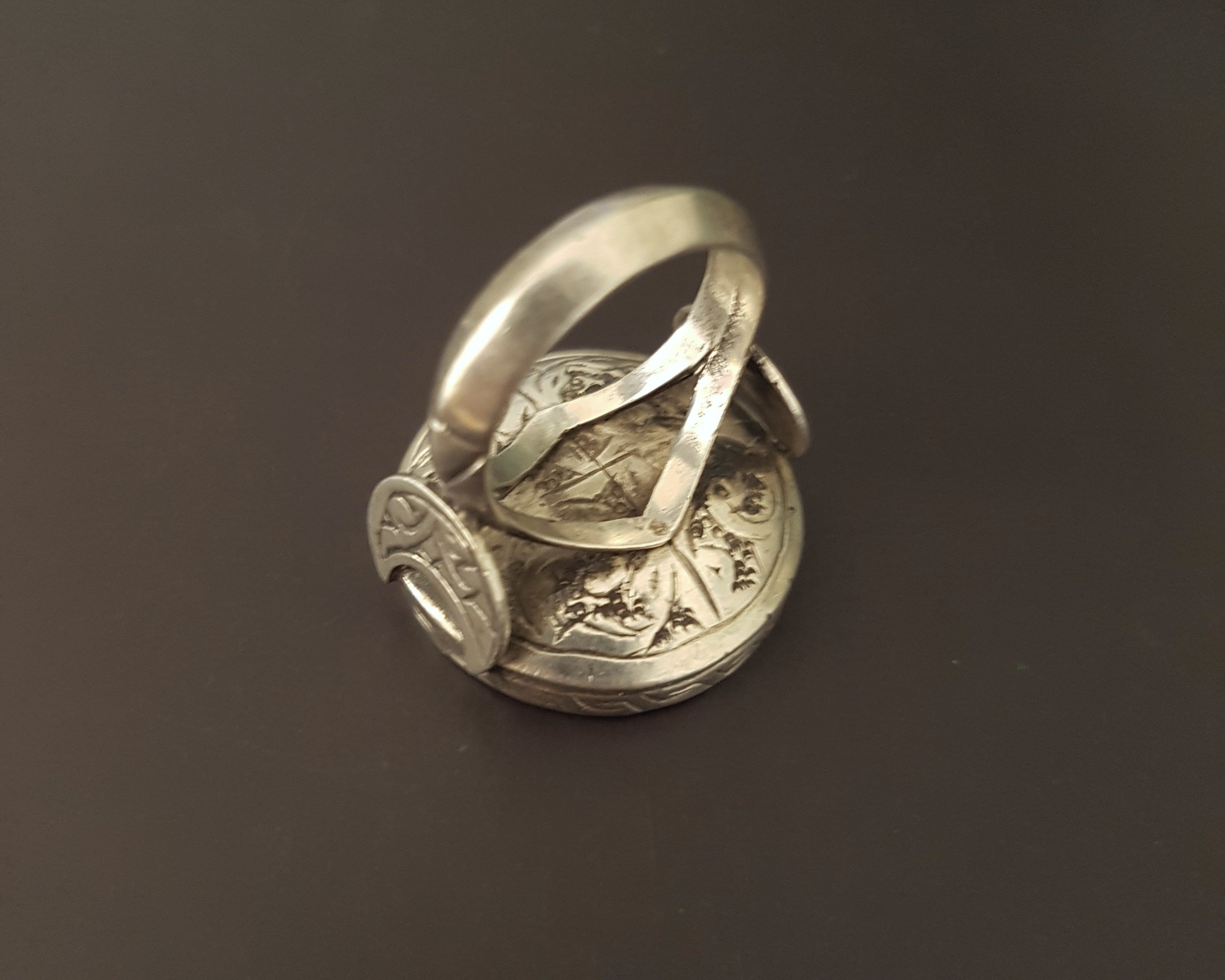 Turkmen Ring with Crescent Moon - Size 8