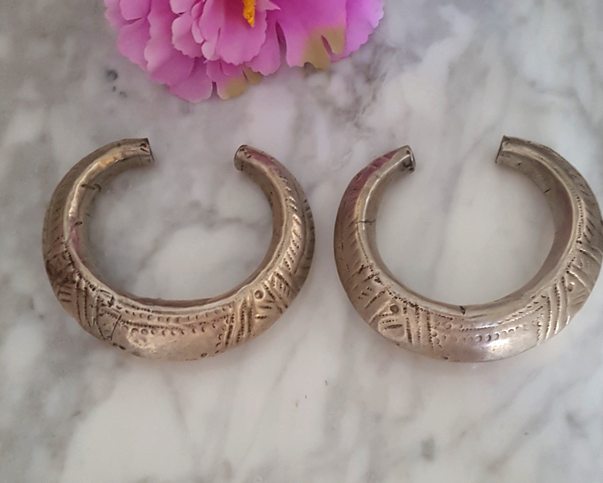 Pair Gujarati Silver Cuff Bracelets - SMALL/MEDIUM