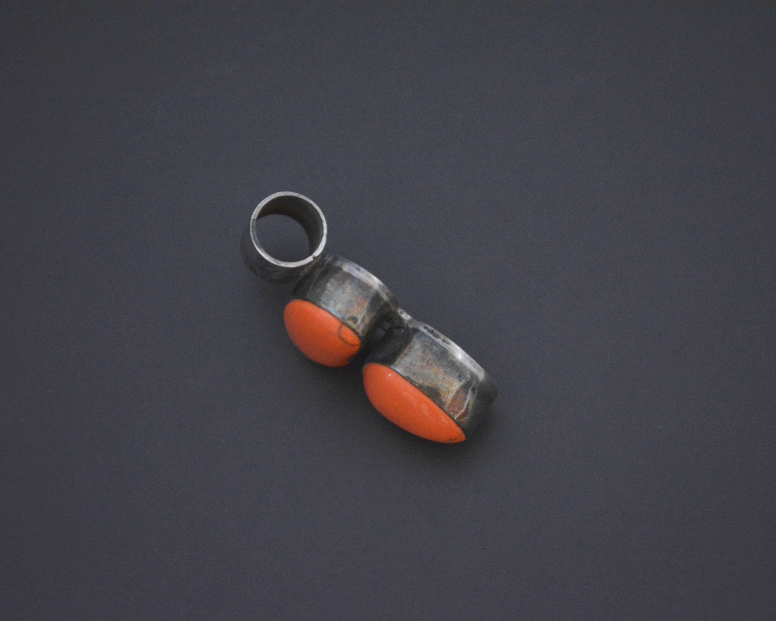 Mexican Coral Silver Pendant