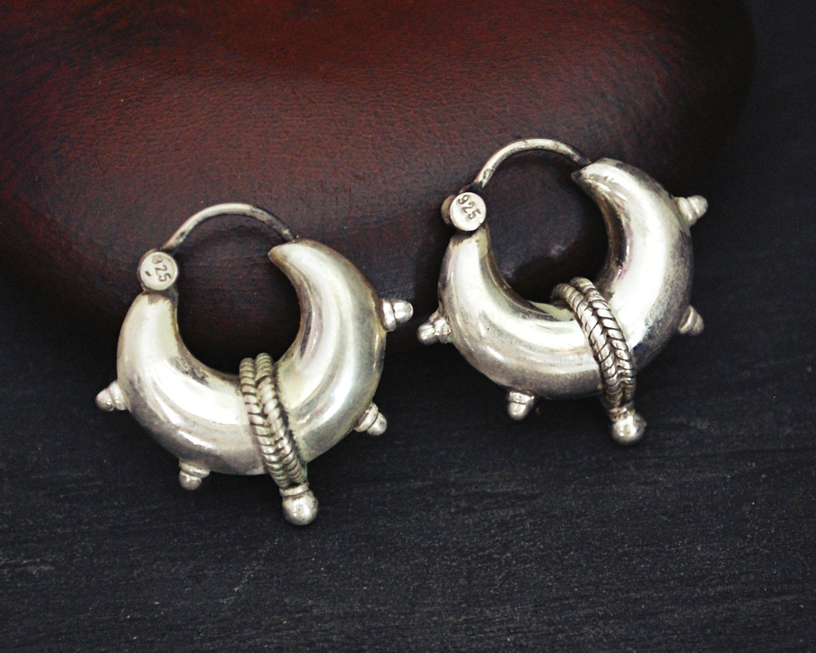 Rajasthani Hoop Earrings with Spikes - SMALL