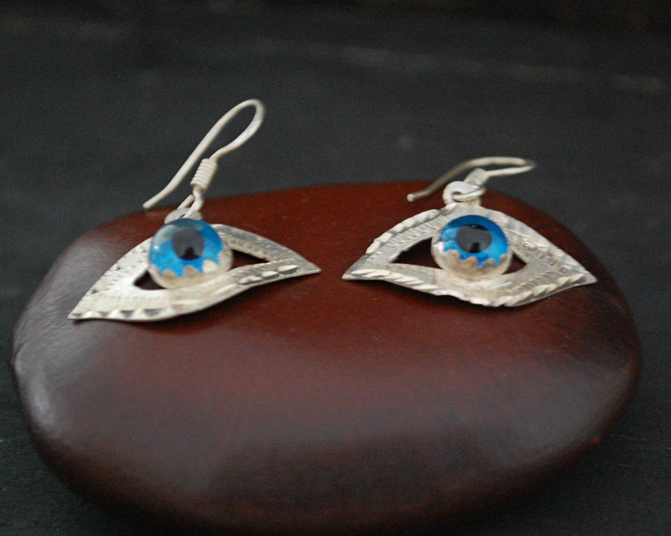 Evil Eye Silver Dangle Earrings