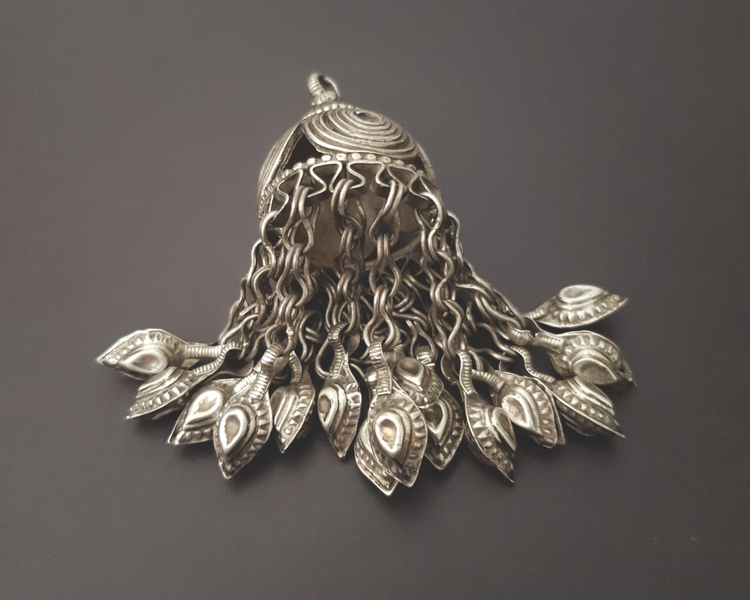 Old Uzbek Silver Tassel Pendant