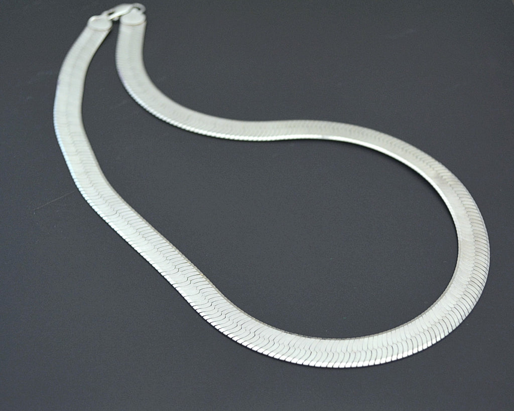 Herringbone Sterling Silver Chain Necklace