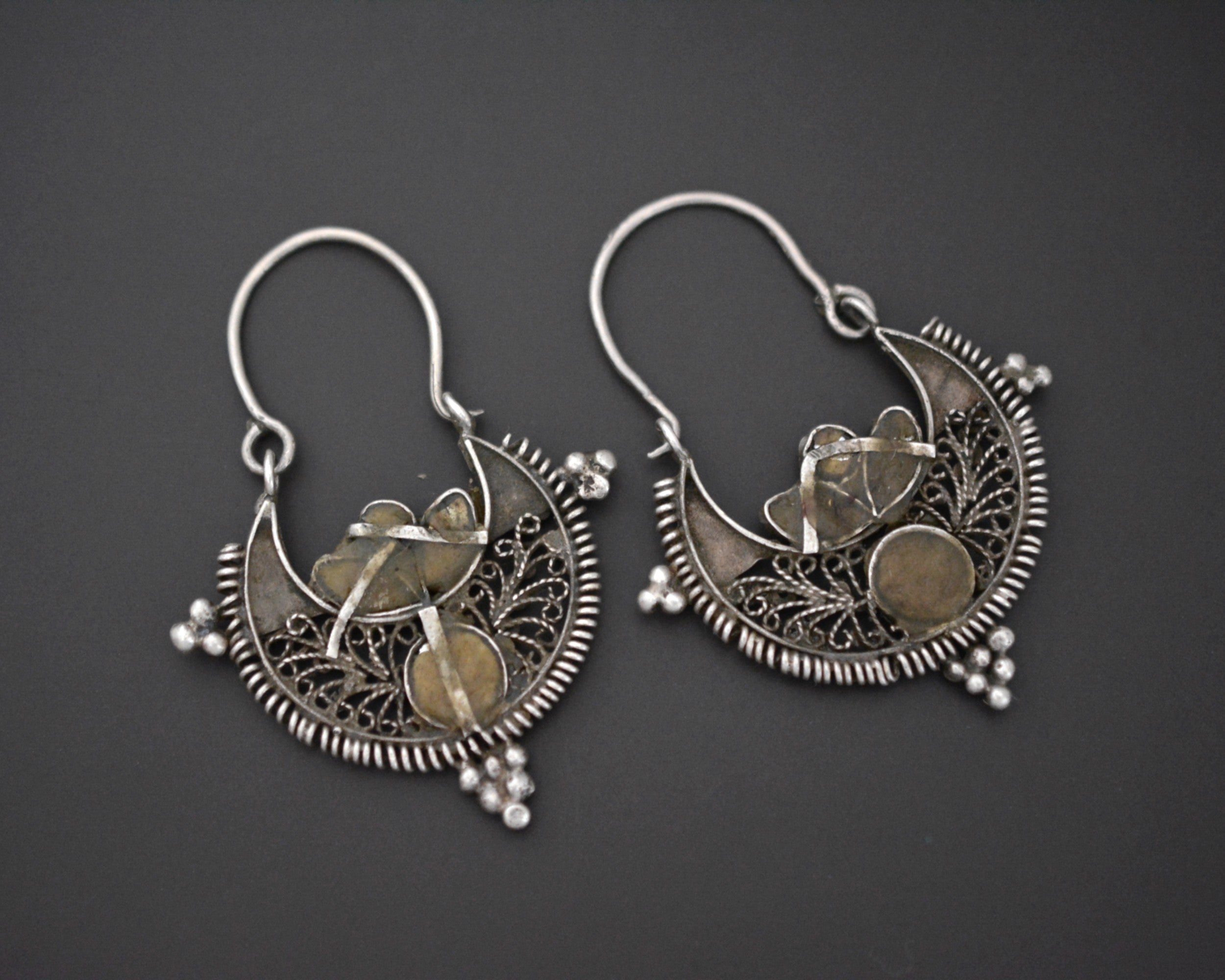 Afghani Filigree Earrings with Glass