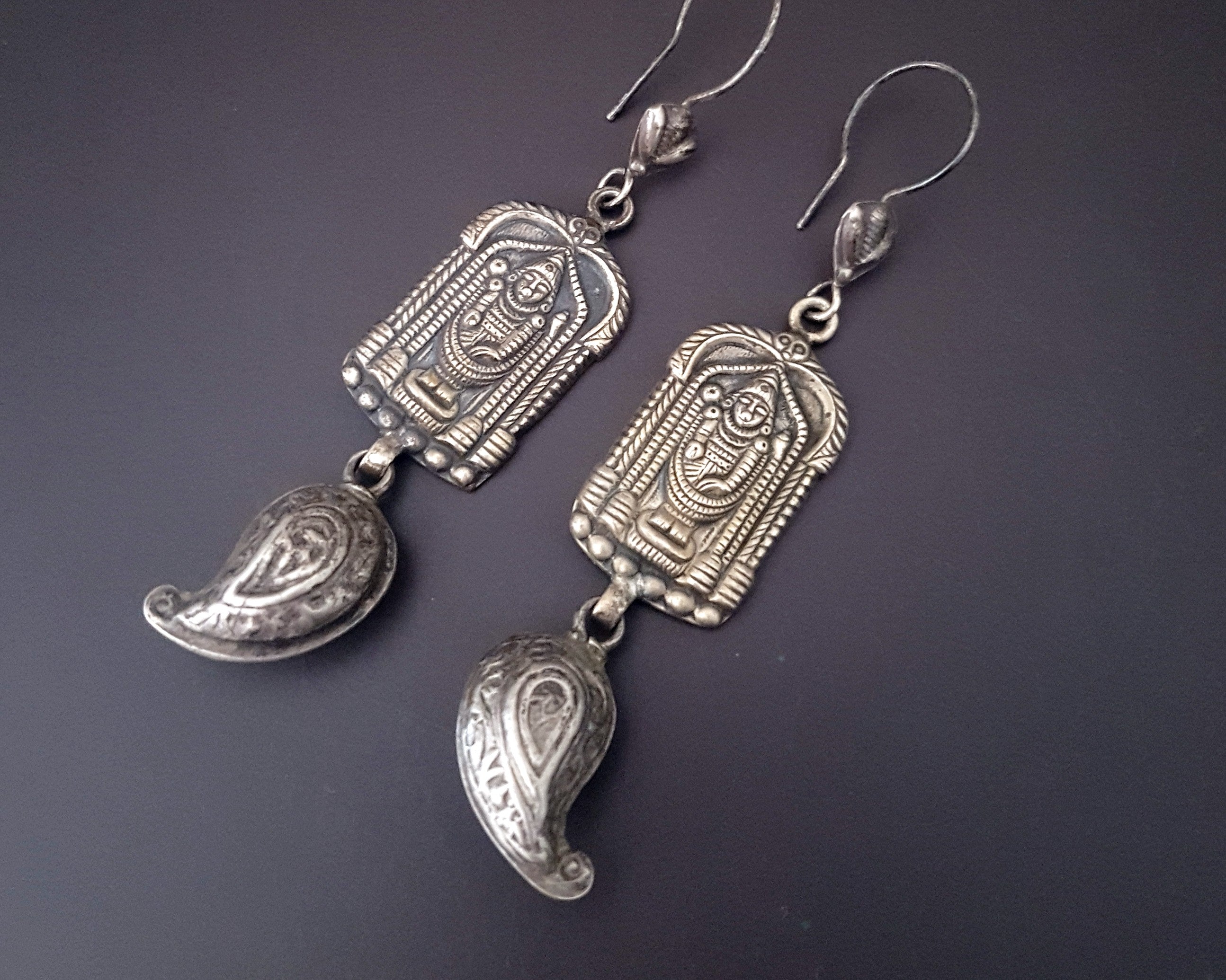 Afghani Silver Paisley Earrings