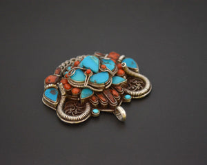 Tibetan Nepali Turqouise Coral Zeeba Pendant