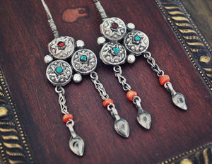 Uzbek Coral Turquoise Earrings