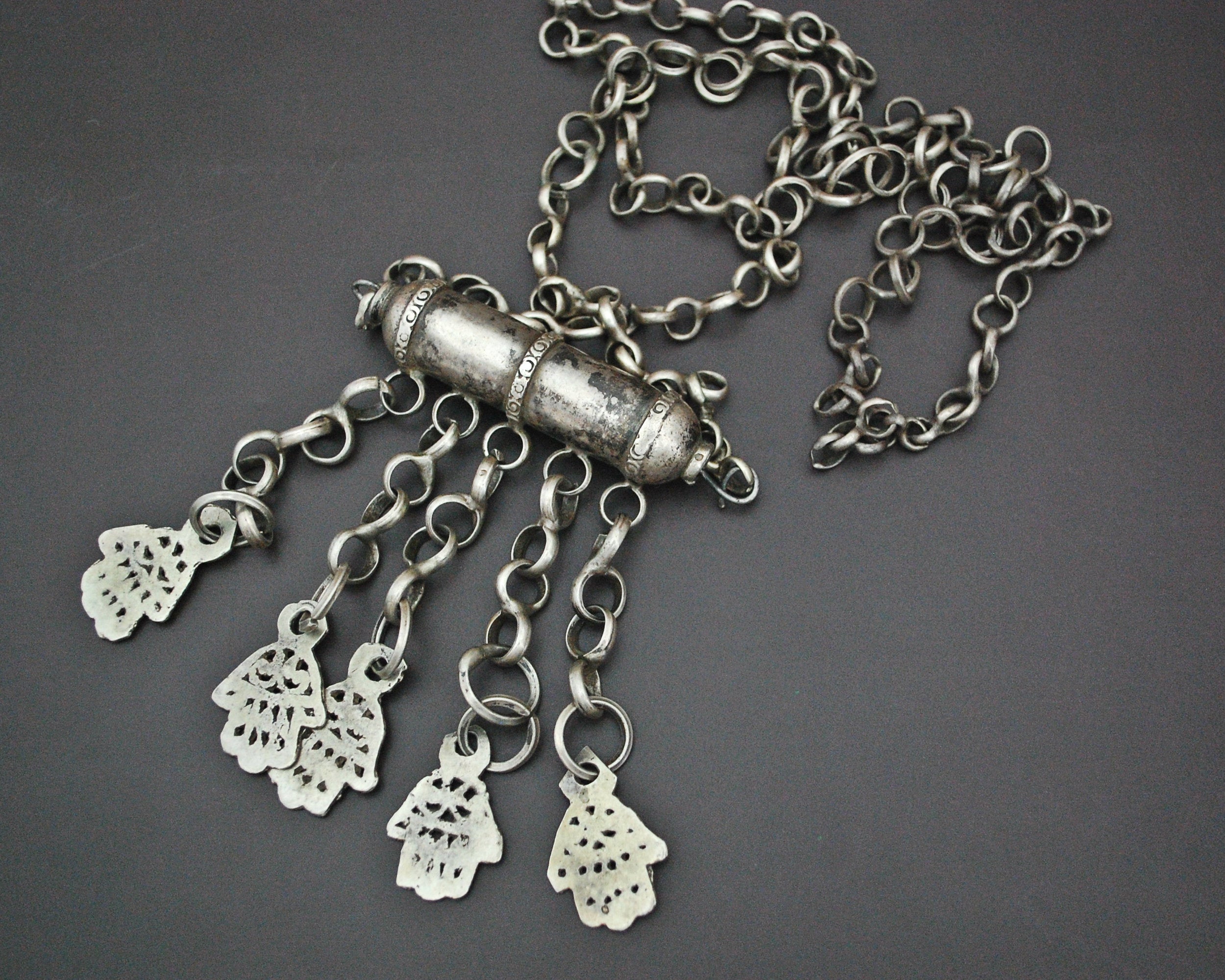 Old Tunisian Hamsa Pendant Necklace