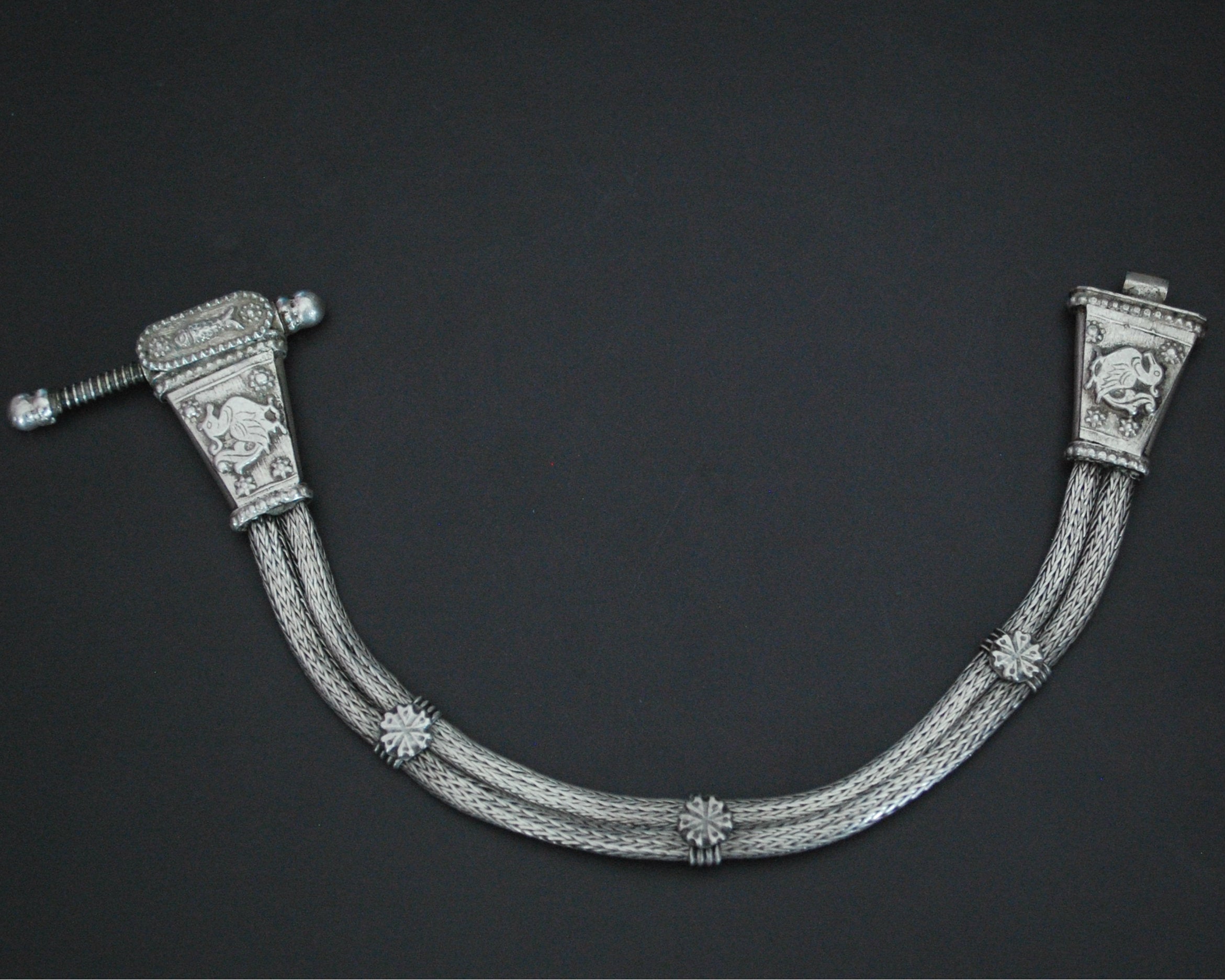 Rajasthani Snake Chain Bracelet with Fish and Peacocks