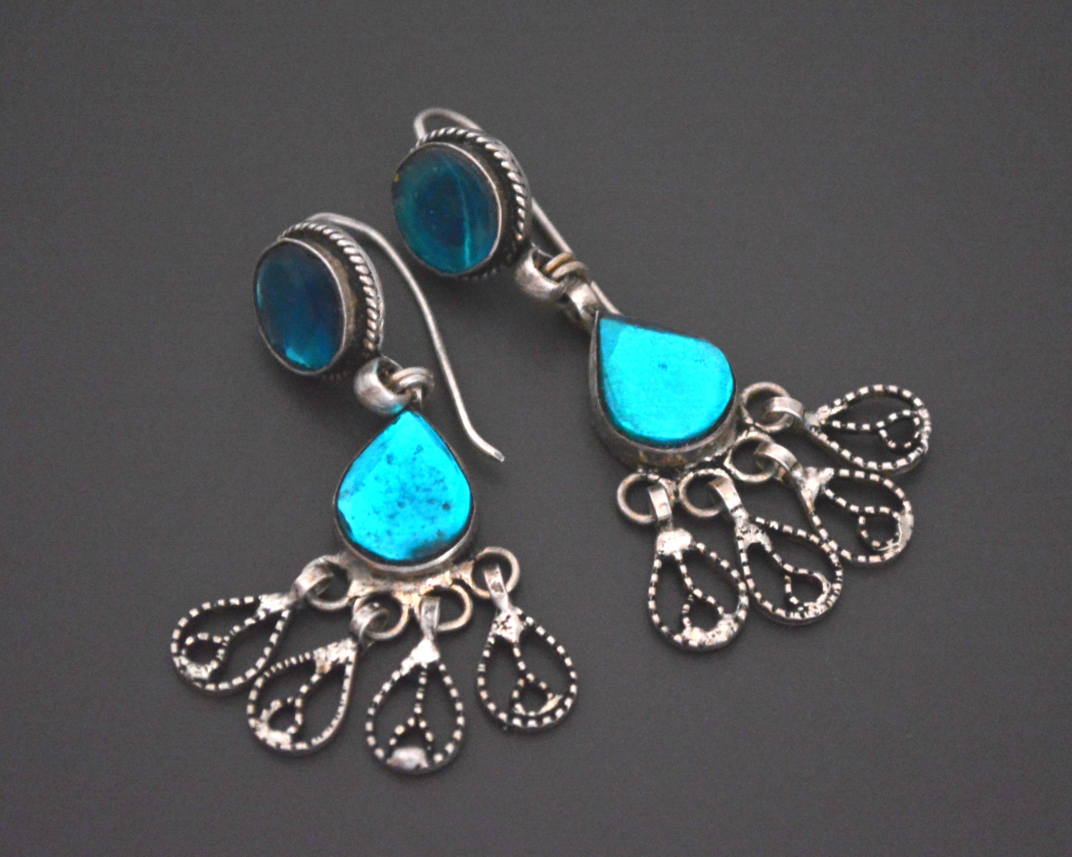 Rajasthani Earrings with Blue Glass