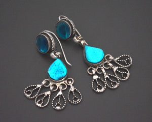 Rajasthani Earrings with Blue Glass