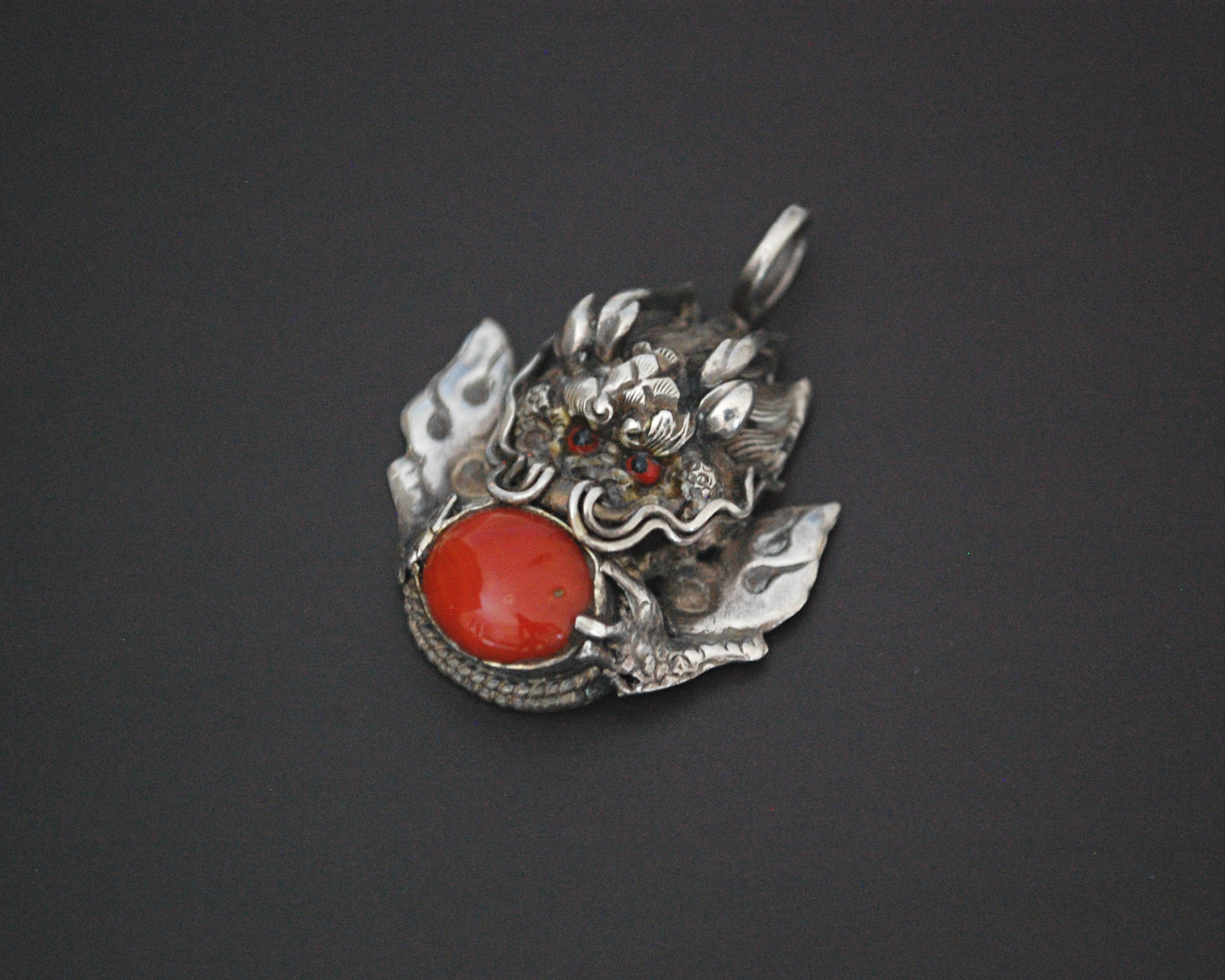 Nepali Coral Dragon Pendant