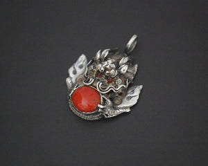 Nepali Coral Dragon Pendant