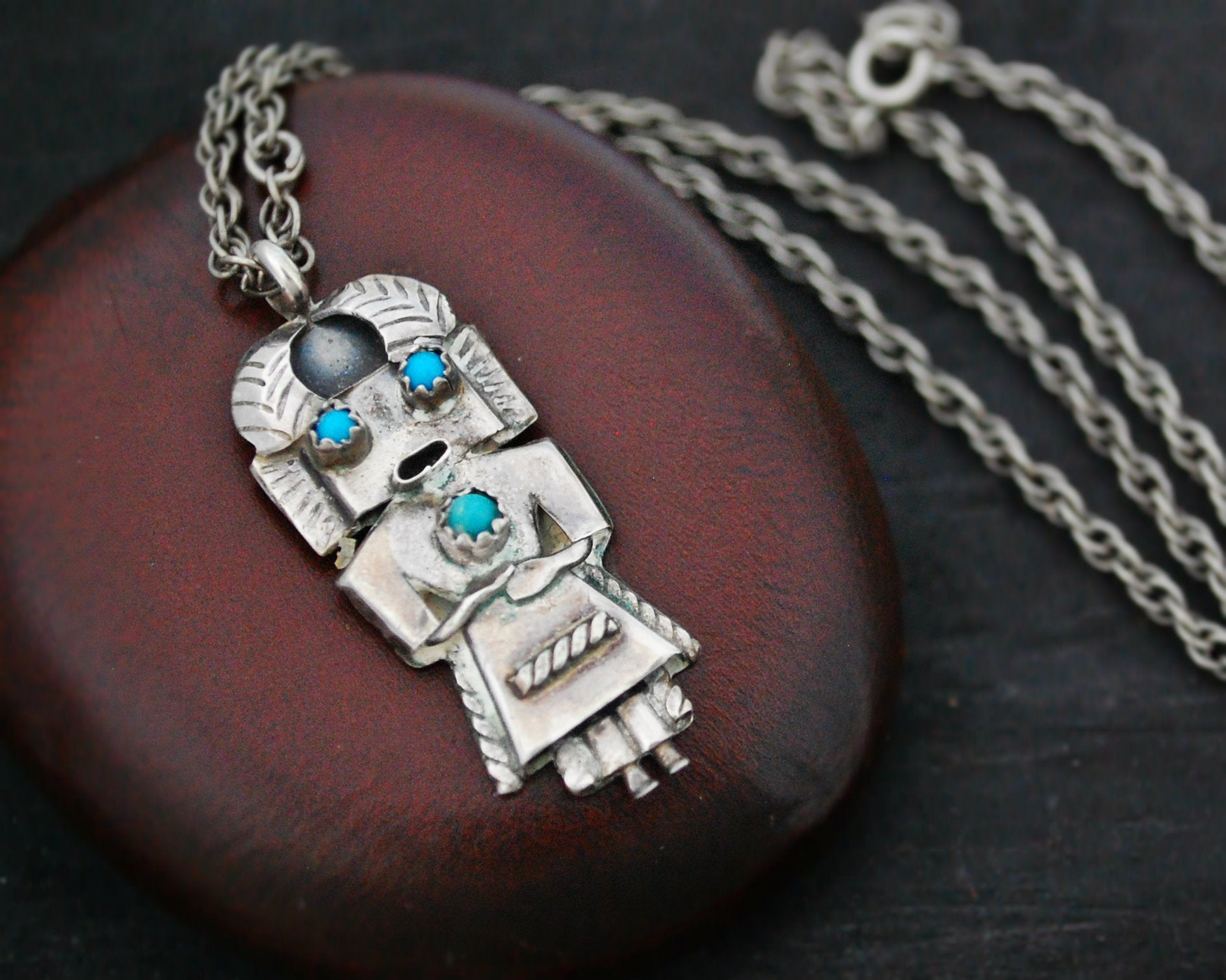 Navajo Kachina Pendant on Silver Chain