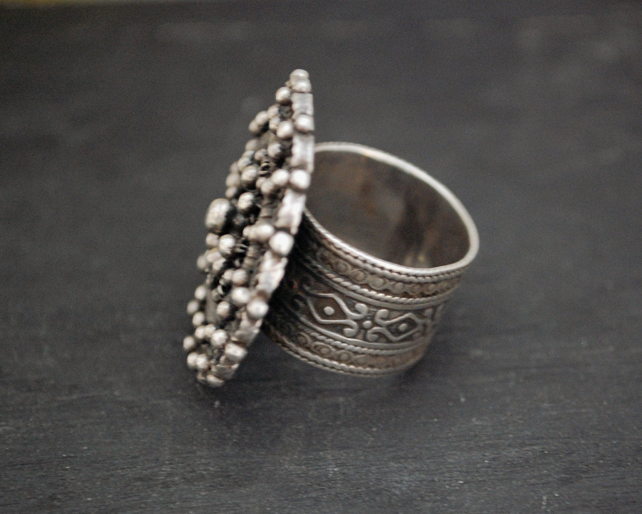 Bold Ethnic Silver Ring - Size 9.25