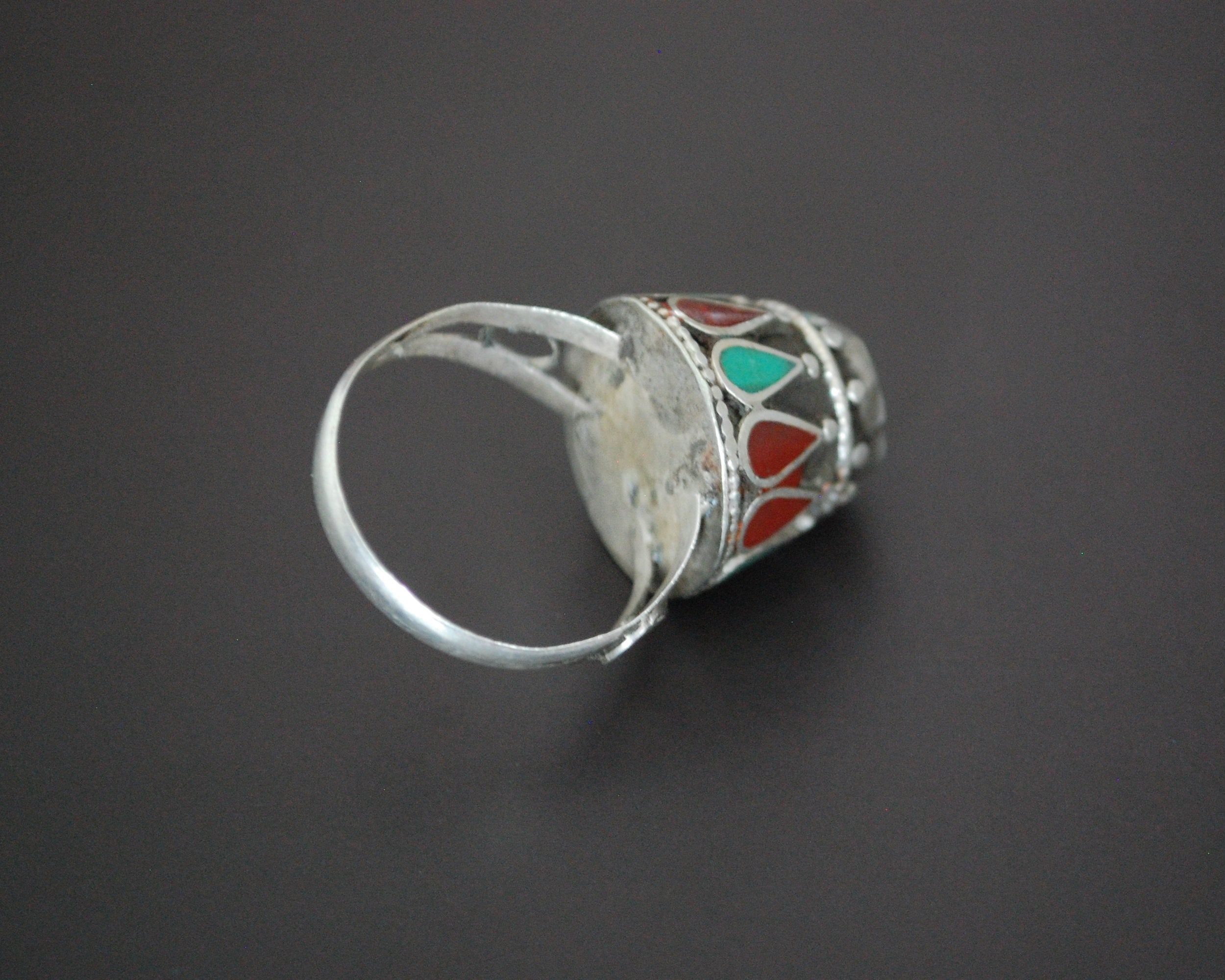 Afghani Carnelian Turquoise Dome Ring - Size 10