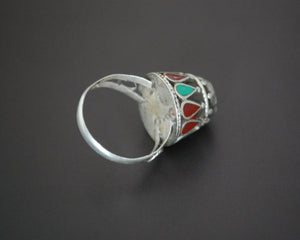Afghani Carnelian Turquoise Dome Ring - Size 10