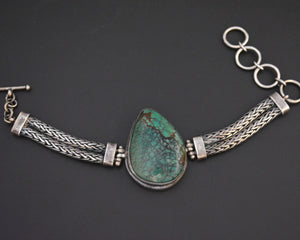 Reserved for S. - Turquoise Silver Snake Chain Bracelet