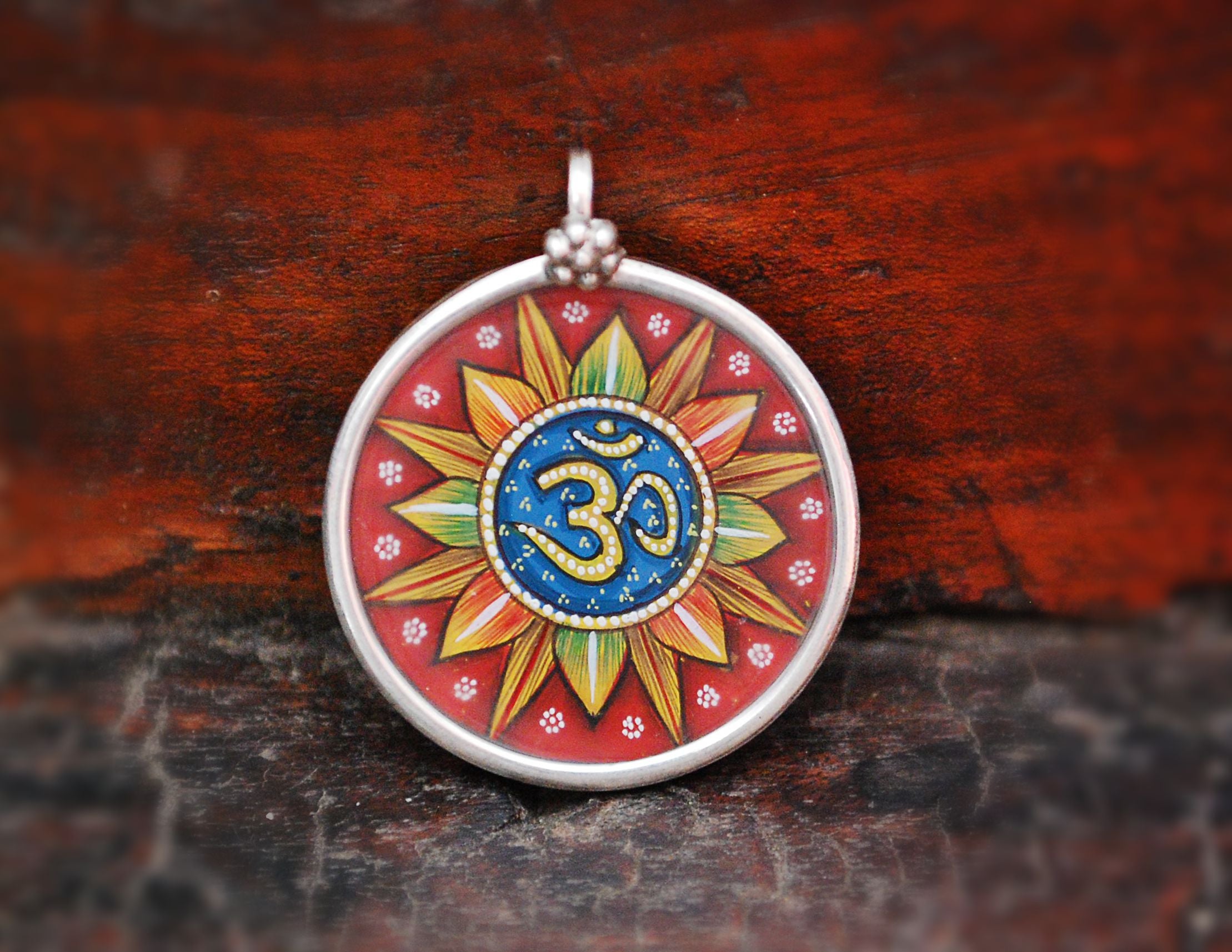 Indian Om Painted Pendant