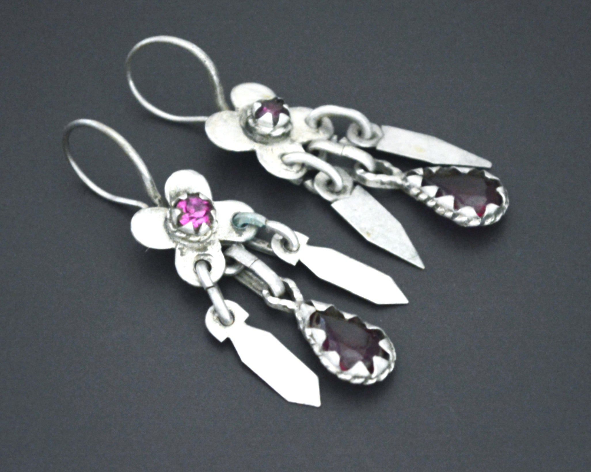 Afghani Earrings with Pink Glass Stones