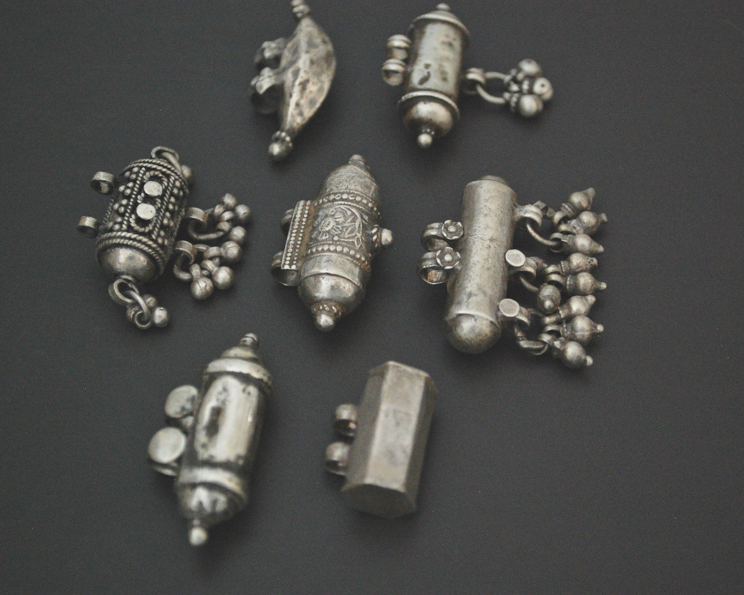 Set Old Indian Taviz Amulet Pendants from Rajasthan